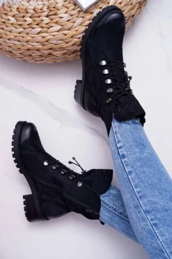 Damskie Botki Wysokie Czarne Barski 18-52