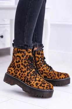 Damskie Botki Wysokie Trapery W Panterkę Grande