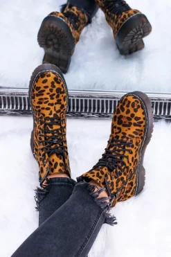 Damskie Botki Wysokie Trapery W Panterkę Grande