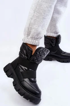 Damskie Botki Z Ociepleniem Czarne Feritos