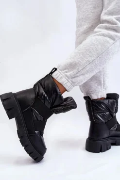 Damskie Botki Z Ociepleniem Czarne Feritos