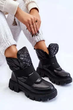 Damskie Botki Z Ociepleniem Czarne Feritos