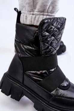 Damskie Botki Z Ociepleniem Czarne Feritos