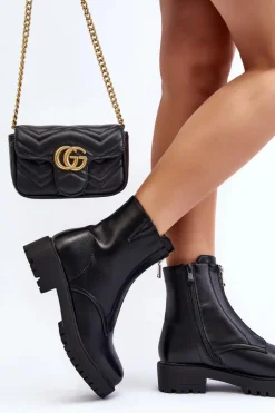 Damskie Botki Z Suwakiem Czarne Tisaia