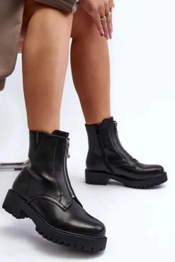 Damskie Botki Z Suwakiem Czarne Tisaia