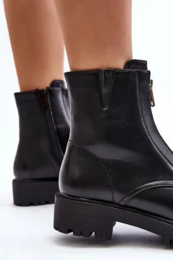 Damskie Botki Z Suwakiem Czarne Tisaia
