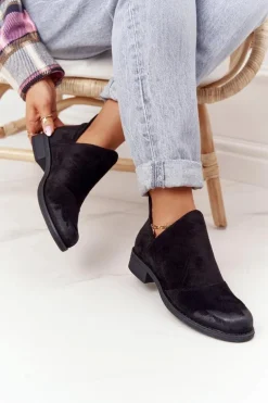 Damskie Botki Z Wycięciami Czarne Hillary