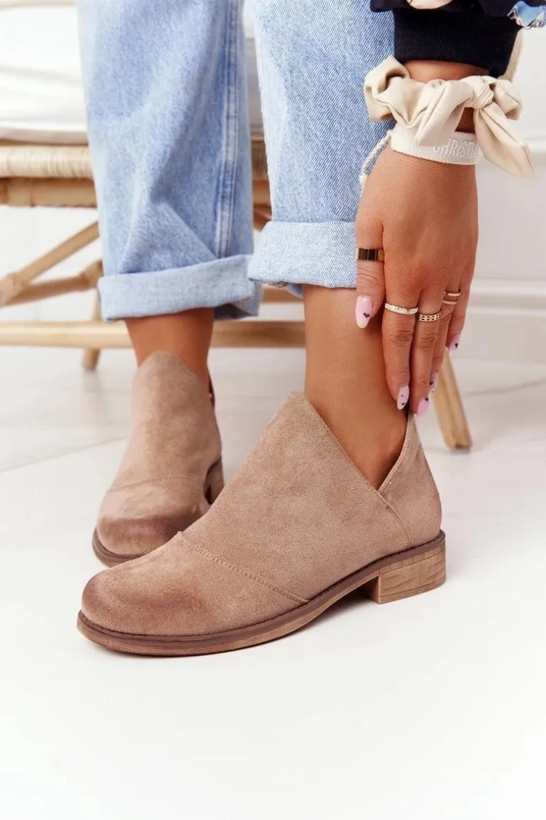 Damskie Botki Z Wycięciami Beżowe Hillary