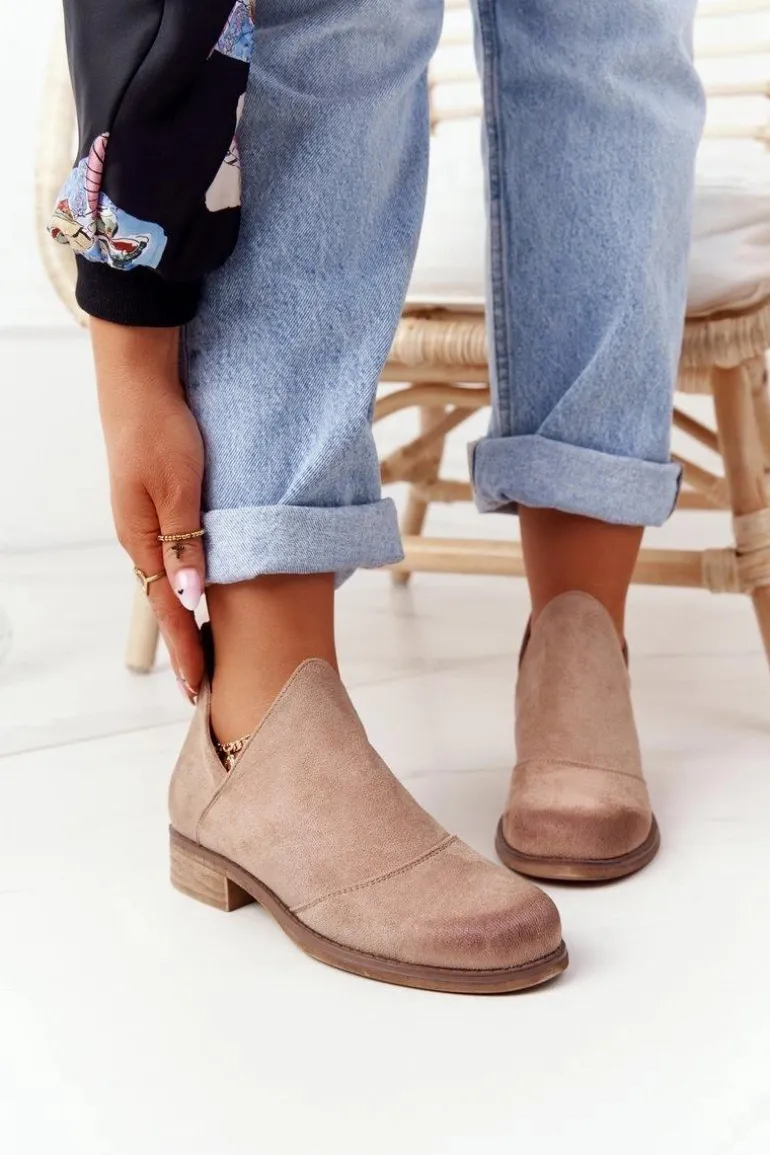 Damskie Botki Z Wycięciami Beżowe Hillary