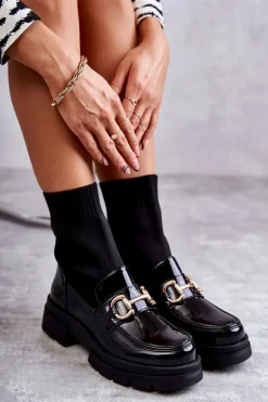 Damskie Botki Ze Skarpetą Wsuwane Czarne Sofia