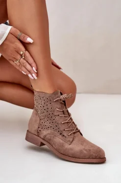 Damskie Botki Ze Wzorem Brązowe S.Barski HY66-136