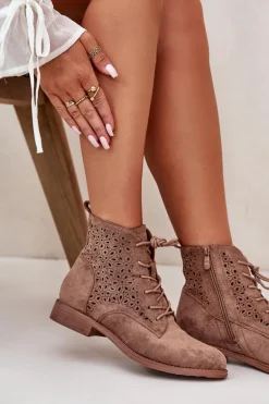 Damskie Botki Ze Wzorem Brązowe S.Barski HY66-136