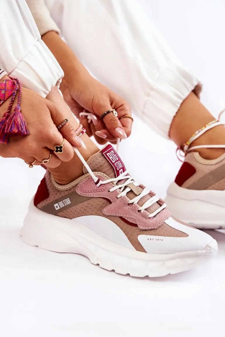 Damskie Buty Sportowe Big Star KK274055 Beżowe