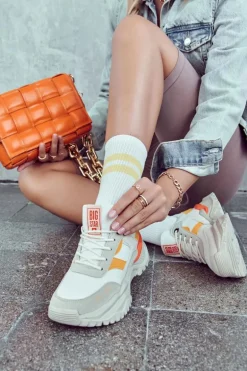 Damskie Buty Sportowe Big Star JJ274A411 Biało-Beżowe