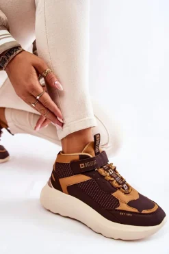 Damskie Buty Sportowe Memory Foam System Big Star KK274404 Brązowe