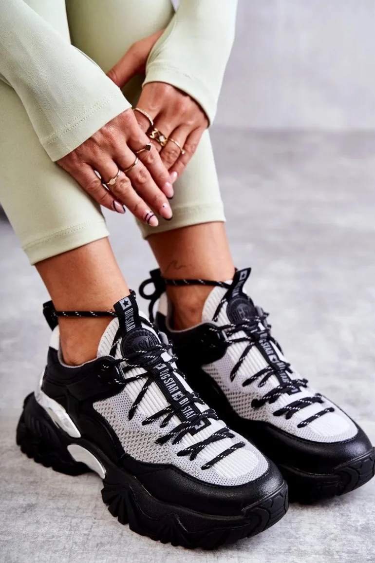 Damskie Buty Sportowe Memory Foam System Big Star KK274053 Czarno-Szare