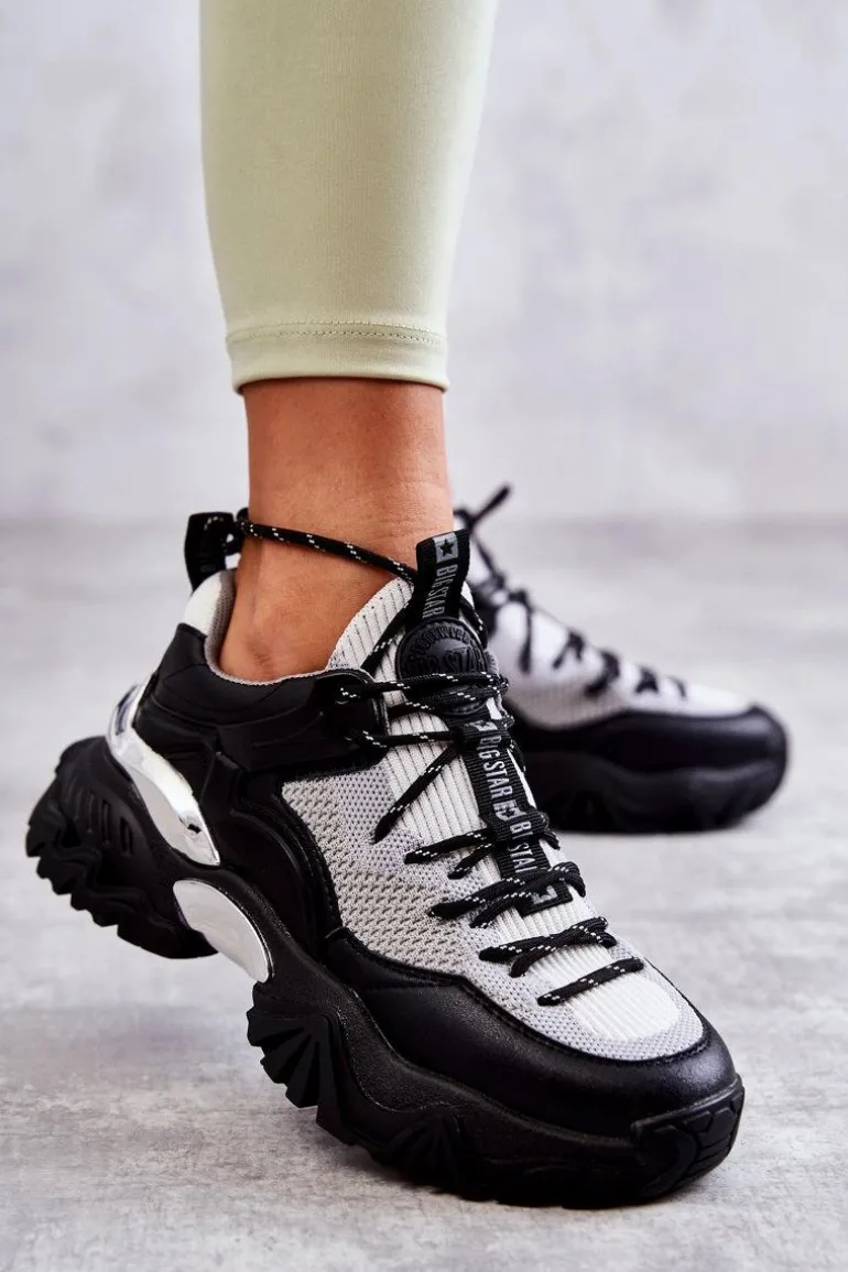 Damskie Buty Sportowe Memory Foam System Big Star KK274053 Czarno-Szare