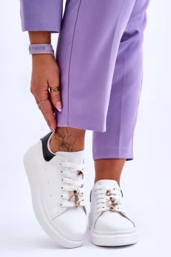 Damskie Buty Sportowe Na Masywnej Platformie Biało-Czarne Chante