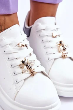 Damskie Buty Sportowe Na Masywnej Platformie Biało-Czarne Chante