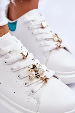 Damskie Buty Sportowe Na Masywnej Platformie Biało-Zielone Chante