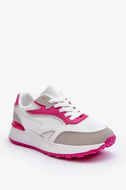 Damskie Buty Sportowe Na Platformie Biało-Różowe Henley