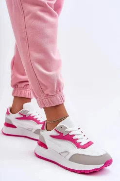 Damskie Buty Sportowe Na Platformie Biało-Różowe Henley
