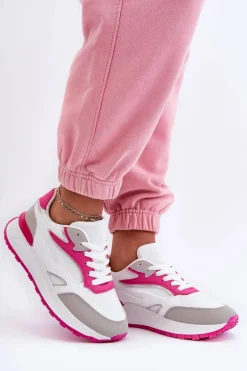 Damskie Buty Sportowe Na Platformie Biało-Różowe Henley