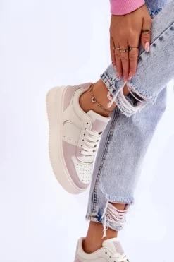 Damskie Buty Sportowe Na Wysokiej Platformie Jasnobeżowe Bexley