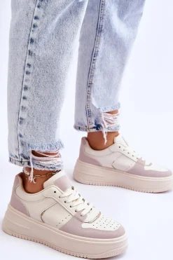 Damskie Buty Sportowe Na Wysokiej Platformie Jasnobeżowe Bexley