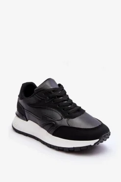 Damskie Buty Sportowe Na Platformie Czarno-Białe Henley