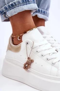 Damskie Buty Sportowe Na Masywnej Platformie Biało-Złote Mariell