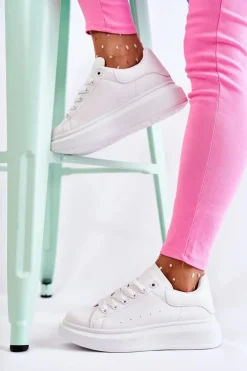 Damskie Buty Sportowe Na Platformie Białe Eliso