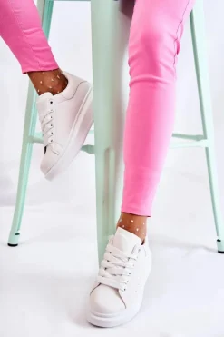 Damskie Buty Sportowe Na Platformie Białe Eliso