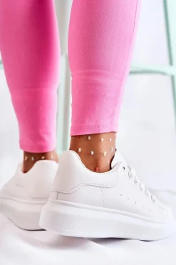 Damskie Buty Sportowe Na Platformie Białe Eliso