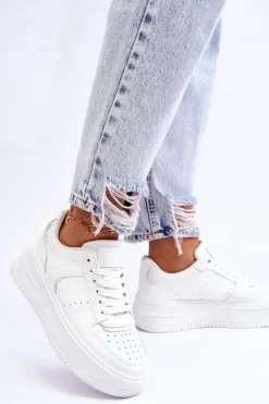 Damskie Buty Sportowe Na Wysokiej Platformie Białe Bexley