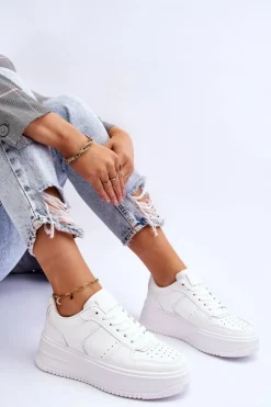 Damskie Buty Sportowe Na Wysokiej Platformie Białe Bexley