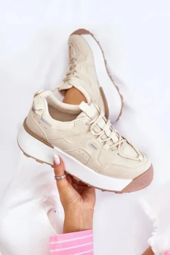 Damskie Buty Sportowe Na Platformie Jasnobeżowe Dakari