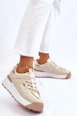 Damskie Buty Sportowe Na Platformie Jasnobeżowe Dakari