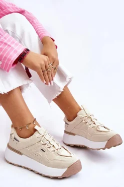 Damskie Buty Sportowe Na Platformie Jasnobeżowe Dakari