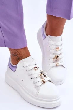 Damskie Buty Sportowe Na Masywnej Platformie Biało-Fioletowe Chante