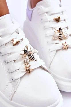 Damskie Buty Sportowe Na Masywnej Platformie Biało-Fioletowe Chante