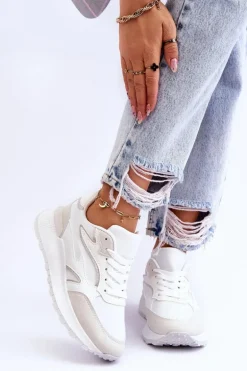 Damskie Buty Sportowe Na Platformie Białe Henley