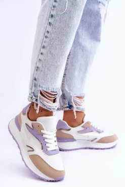 Damskie Buty Sportowe Na Platformie Biało-Fioletowe Henley