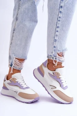 Damskie Buty Sportowe Na Platformie Biało-Fioletowe Henley