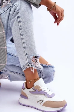 Damskie Buty Sportowe Na Platformie Biało-Fioletowe Henley