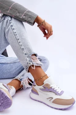 Damskie Buty Sportowe Na Platformie Biało-Fioletowe Henley