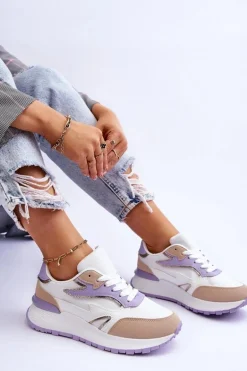 Damskie Buty Sportowe Na Platformie Biało-Fioletowe Henley