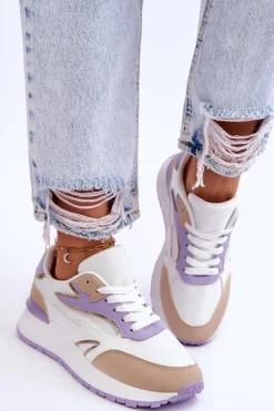 Damskie Buty Sportowe Na Platformie Biało-Fioletowe Henley