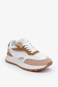 Damskie Buty Sportowe Na Platformie Biało-Beżowe Henley