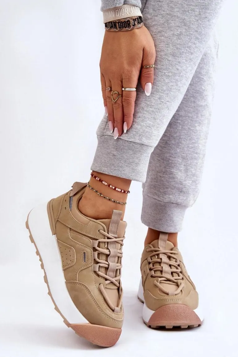 Damskie Buty Sportowe Na Platformie Beżowe Dakari